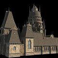 Ancient Architecture with Medieval Towers Spires and Stone Wall Details