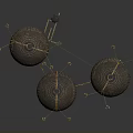 Futuristic Spherical Structures With Grid Surfaces Golden Supports Connecting Lines And Floating Sphere