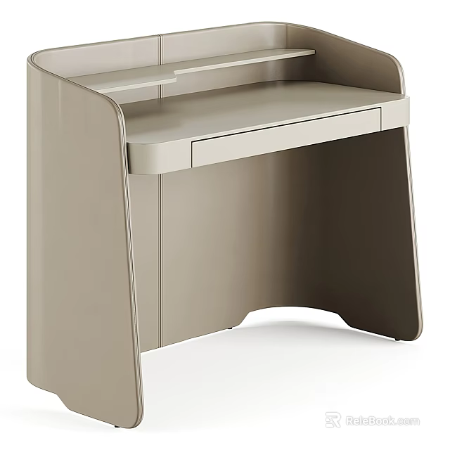 Modern Beige Dressing Table With Minimalist Design And Storage Drawer 3d model 