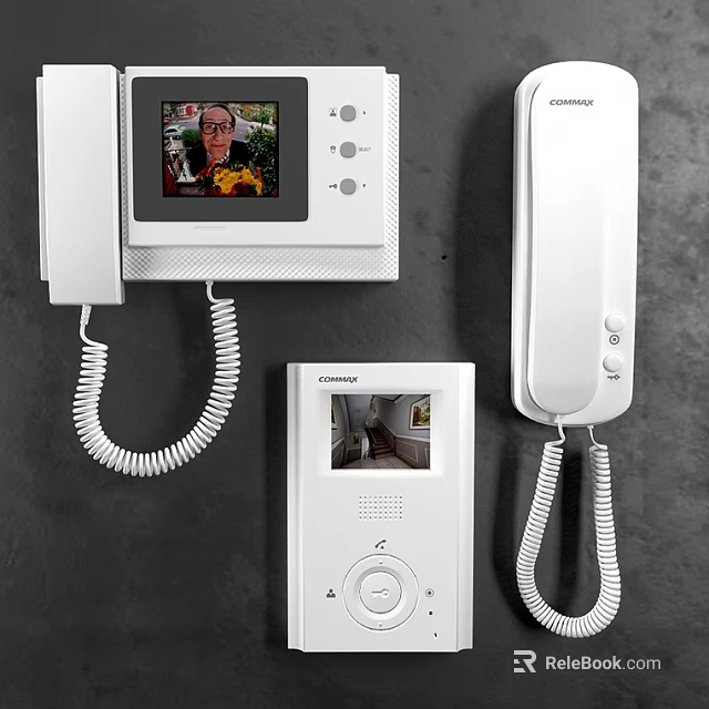 Video Doorbell System With Screen And Telephone Style Wall Mounted White Components 3d model 