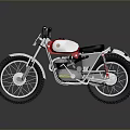 Vintage Red And White Motorcycle With Number 12 Black Seat And Silver Wheels Design