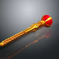 Elegant Golden Lighting Combination With Red Decorative Accents And Modern Design