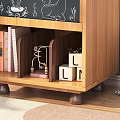 Kids Wooden Bookshelf With Chalkboard Panel Books Toys Storage Box Star Decor And Wall Art