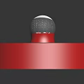 Red Circular Pedestal With White Topped Decorative Item And Red Accents
