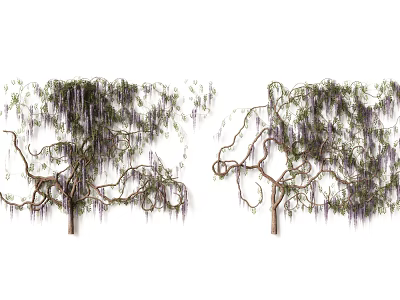 Wisteria Tree Wall Decor with Hanging Branches and Purple Flowers for Decorative Wall 3d model