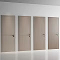 Light Wood Hinged Doors With Modern Design And Black Handles For Home