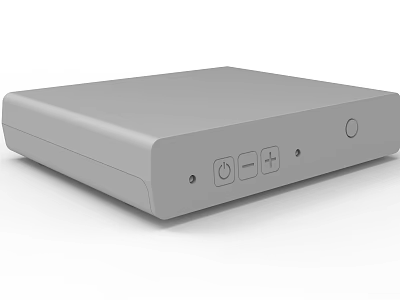 Gray TV Set Top Box With Power And Volume Buttons For Home Use 3d model