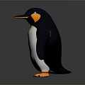 Cute 3D Penguin With Black And White Feathers Orange Beak And Feet