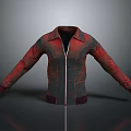 Red And Black Plaid Jacket With Zipper Closure And Long Sleeves Design