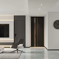 Modern Living and Dining Room Interior with White Sofa Coffee Table Chandelier and Wall Artwork