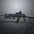 Tactical Black Rifle With Scope Magazine Tactical Rail And Adjustable Stock