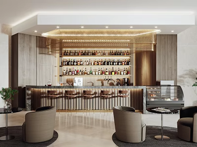 Modern Bar Chair Combination Hotel Lobby Water Bar 3d model