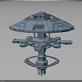 Futuristic Cosmic Space Station With Circular Top And Multi Level Structure 3d model