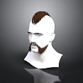 Realistic 3D Human Head Model Featuring Detailed Facial Features Brown Mohawk Hairstyle And Beard