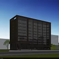 Aerial Planning of Modern Architectural Complex with Glass Curtain Wall Green Spaces and Road Network