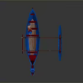 Traditional Blue Dragon Boat With Dragon Head Decoration Red Seats And Paddles