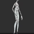Creepy Slender White Skinned Monster With Bloodstains And Open Mouth Teeth