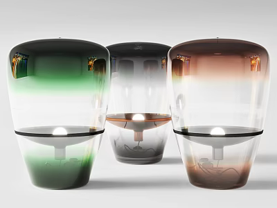 Modern Gradient Glass Table Lamps With Green Transparent Brown Designs And Light Source 3d model