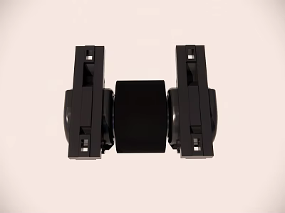 Black Symmetrical Mechanical Component With Industrial Support Frame And Metal Parts 3d model