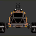 Six Wheeled Utility Vehicle With Large Off Road Tires Powerful Headlights And Roof Mounted Equipment