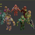 Various Fantasy Characters And Creatures In Colorful Outfits With Armor And Weapons
