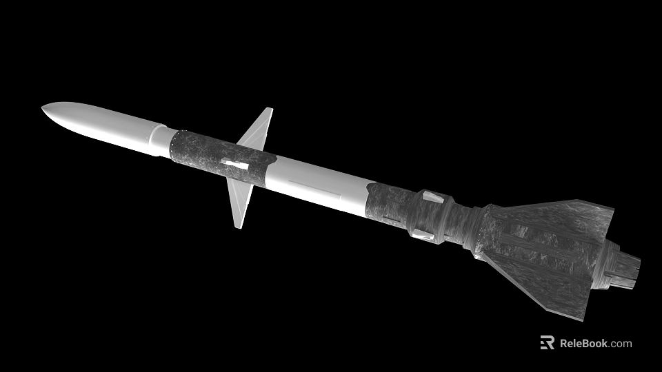Airplane Structure 3D Model With Detailed Metallic Components And Black White Render 3d model 