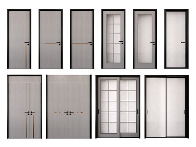 Modern door single door double door swing door 3d model