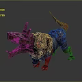 Futuristic Cybernetic Dog Creature With Red Metallic Armor Spiked Claws And Gears
