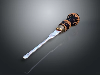 Art Supplies Carving Tool With Black Brown Patterned Handle And Metal Blade 3d model