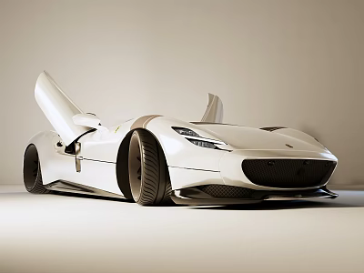 White Sports Car With Open Gull Wing Doors and Sleek Modern Exterior Design 3d model