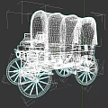 Vintage Wooden Wagon With Canvas Cover And Rustic Wooden Wheels