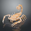 Wooden Reptile Scorpion 3D Model With Reflection On Dark Background