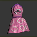 Pink Princess Dress With Purple Trim And Silver Clover Patterns Puffed Sleeves