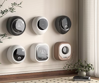 Modern Wall Mounted Washing Machines in Various Colors and Stylish Designs 3d model