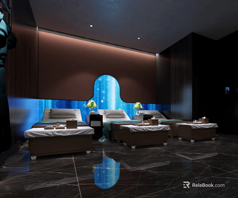 Luxury SPA Sauna Interior With Comfortable Massage Beds And Relaxing Ambience 3d model 