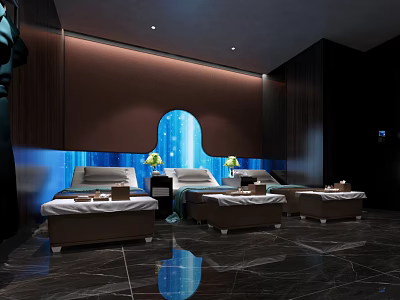 Luxury SPA Sauna Interior With Comfortable Massage Beds And Relaxing Ambience 3d model