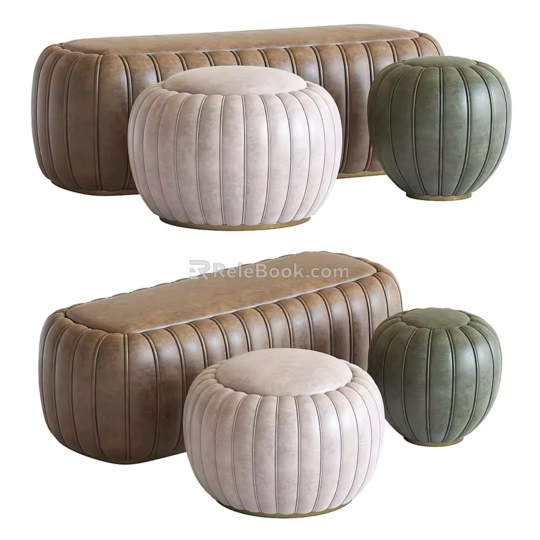 Modern Sofa Stool Sofa Pier Changing Stool Leather Sofa Stool 3d model