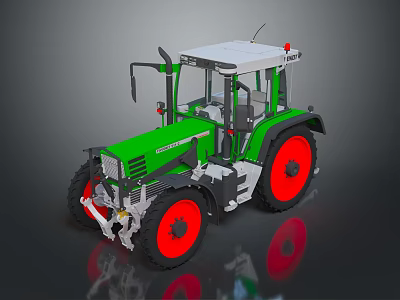 Green And White Industrial Tractor With Red Wheels Heavy Duty Design Features 3d model