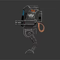 Armored Metallic Robot Design With Blue Display Arm Weapon And Mechanical Legs