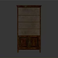 Vintage Wooden Bookshelf With Multiple Shelves And Bottom Cabinet Doors
