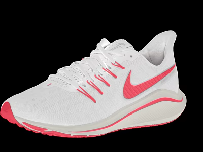 White And Pink Nike Running Shoes With Pink Swoosh And Colored Sole 3d model