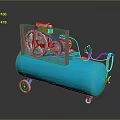 Blue Air Compressor With Air Tank Metal Grille Gears Motor Pressure Gauge And Air Hose