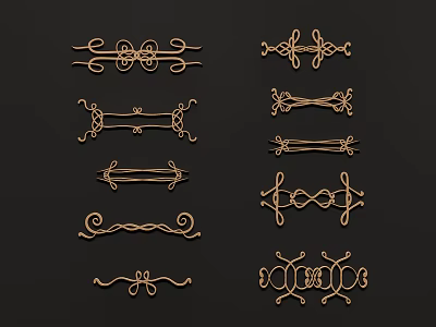 Collection of Elaborate Carved Patterns With Various Decorative Ornamental Design Styles 3d model