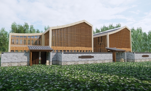 New Chinese Visitor Center Village Exhibition Hall Museum Exhibition Hall Agricultural Products Exhibition Center Tourism Meeting Room 3d model