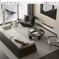 Sofa Coffee Table Combination Multi-person Sofa Leisure Recliner Side Table Floor Lamp Decoration Combination 3d model