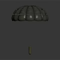 Gray Parachute Structure With Round Holes And Yellow Load Suspension Lines