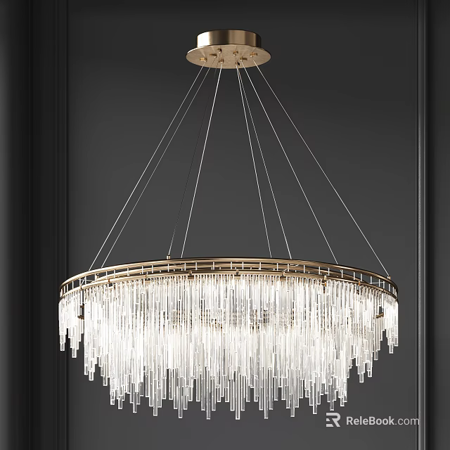 Elegant Modern Crystal Chandelier With Round Metal Frame And Hanging Crystals 3d model 