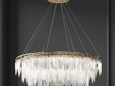 Elegant Modern Crystal Chandelier With Round Metal Frame And Hanging Crystals 3d model