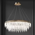 Elegant Modern Crystal Chandelier With Round Metal Frame And Hanging Crystals