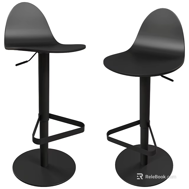 Black Modern Bar Stools With Metal Frame For Kitchen Dining Space 3d model 